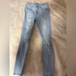 Zenana Outfitters Light Wash Distressed Skinny Jeans